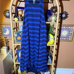 Halston Heritage Navy and Black Striped Maxi Dress